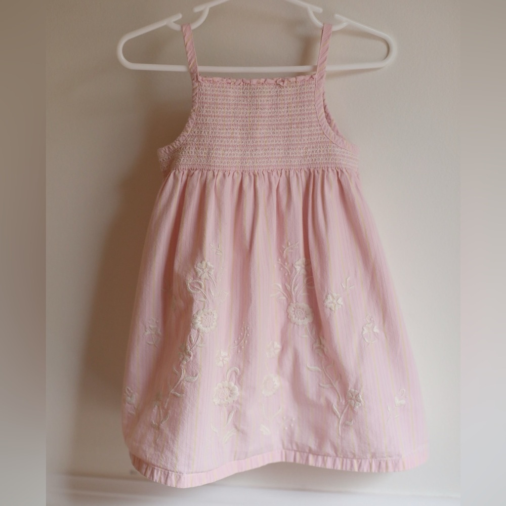 Old Navy 18–24M Pink Smocked Floral Embroidered Dress 100% Cotton | Easter Dress